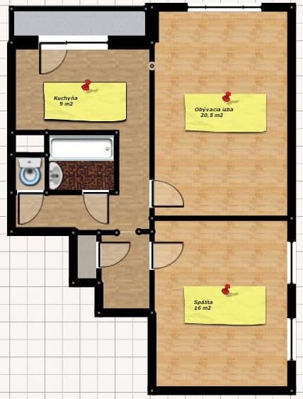 2-izbový byt Partizánske Malinovského 2D podorys